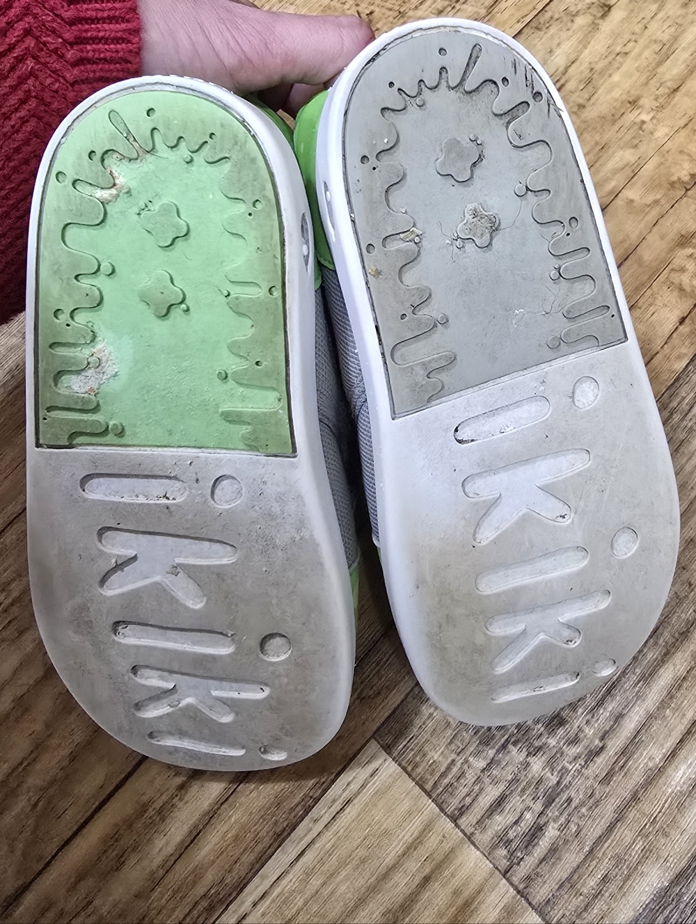 Kids Grey & Green Dino Slip-On Sneakers with Hook-and-Loop Strap - Picture 8 of 8